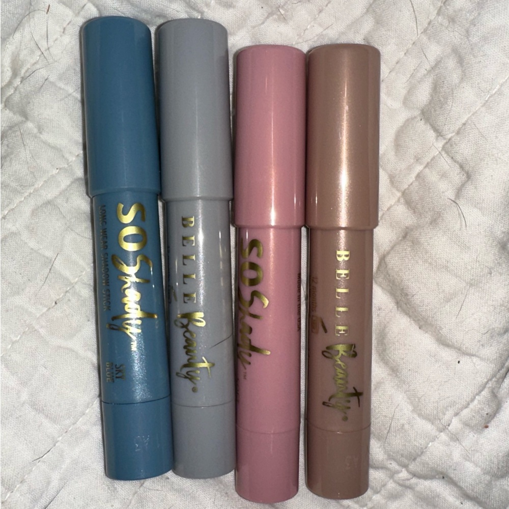 Belle Beauty So Shady Long Wear Eyeshadow Stick Shimmer Set of 4 New